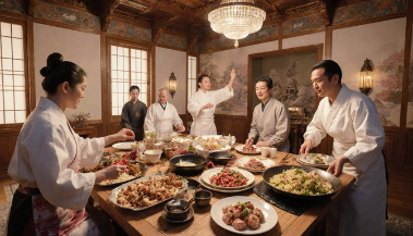 韓国ドラマ　チャングムの誓い　宮廷厨房の調理・料理・尚宮たちの対決シーン 
